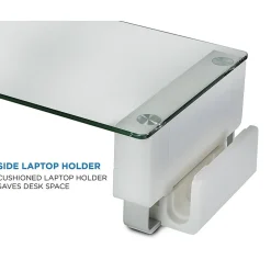 Discount Mount-It! Tempered Glass Height Adjustable Monitor Riser With 3 USB Ports, Up to 32