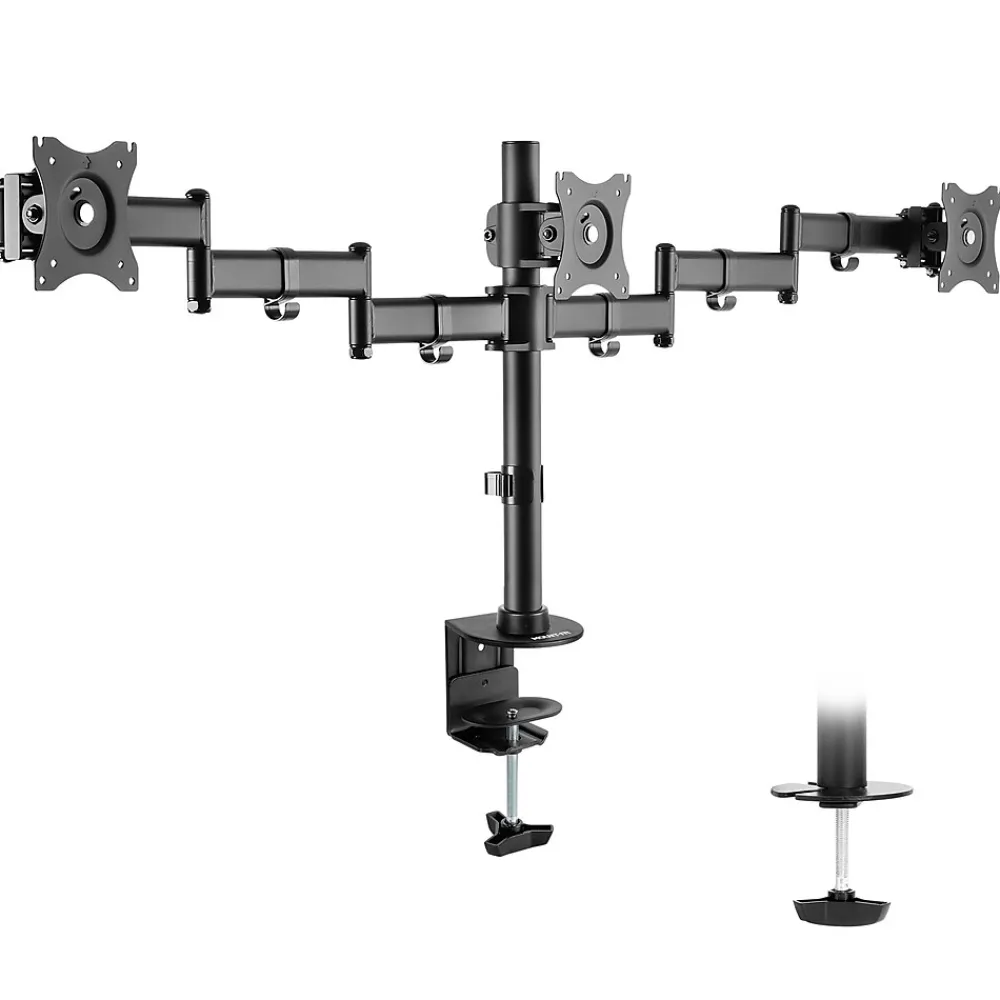 Best Mount-It! Triple Monitor Mount 3-Screen Desk Stand, Holds Up to 66 lbs., Black (MI-1753)