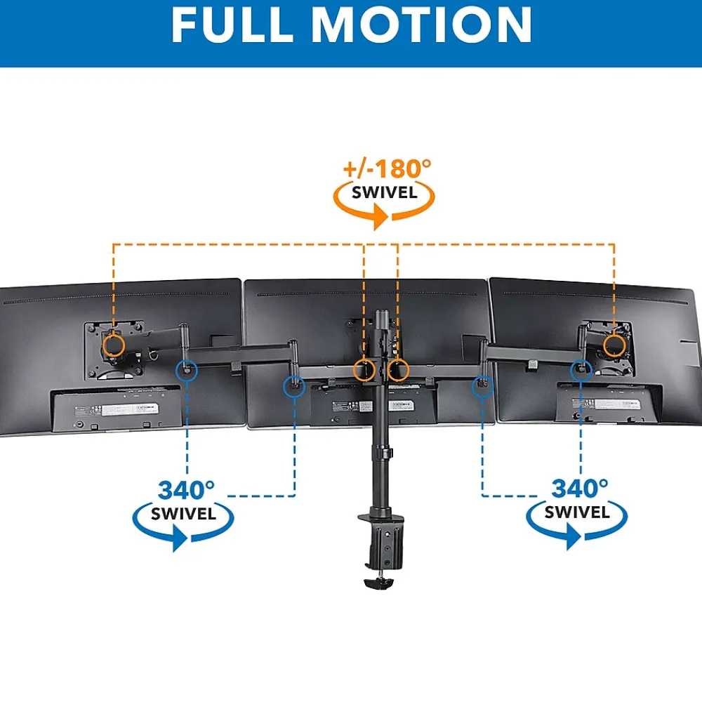 Best Mount-It! Triple Monitor Mount 3-Screen Desk Stand, Holds Up to 66 lbs., Black (MI-1753)