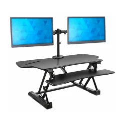 Standing Desks*Mount-It! 47"W Electric Adjustable Standing Desk Converter with Dual Monitor Mount and USB Charging Port, Black (MI-8054)