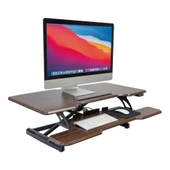 Standing Desks*Mount-It! 38"W Electric Rectangular Adjustable Standing Desk Converter, Dark Walnut (MI-8011)