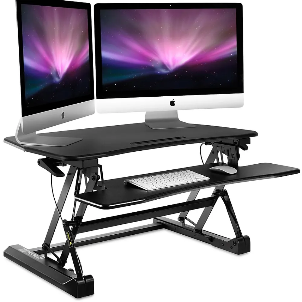 Standing Desks*Mount-It! 35.5"W Rectangular Adjustable Metal Standing Desk Converter, Black (MI-7955)