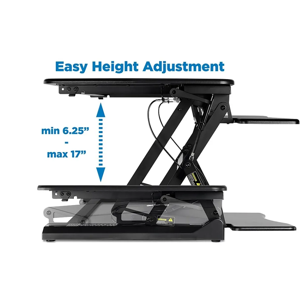 Standing Desks*Mount-It! 35.5"W Rectangular Adjustable Metal Standing Desk Converter, Black (MI-7955)
