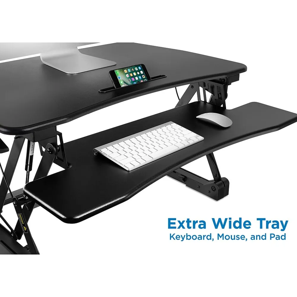 Standing Desks*Mount-It! 35.5"W Rectangular Adjustable Metal Standing Desk Converter, Black (MI-7955)