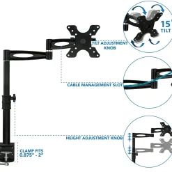 New Mount-It! Mount-lt! Adjustable Monitor Arm, Up to 30", Black (MI-705)