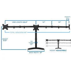 Online Mount-It! Mount-lt! Adjustable Triple Monitor Stand, Up to 27