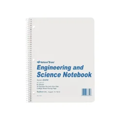Notebooks|National Brand Engineering & Science 1-Subject Computation Notebooks, 8.5" x 11", Quad, 60 Sheets, Gray/Silver (33610)