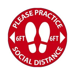 National Marker Projector Lens, "Please Practice Social Distancing," 2.5" x 2.5", Red/White (VSPL7)