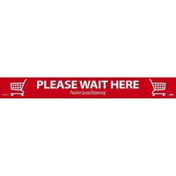 National Marker TexWalk® Floor Decal, "Please Wait Here," 2.25" x 20", Red/White, 10 (WFS80TX10)