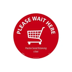 National Marker TexWalk® Floor Decal, "Please Wait Here," 8", Red/White, 10 (WFS82TX10)