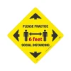 National Marker Walk-On™ Floor Decal, "Please Practice Social Distancing," 12" x 12", Yellow (WFS71)