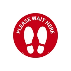 National Marker Walk-On™ Floor Decal, "Please Wait Here," 8", Red/White (WFS83RD)
