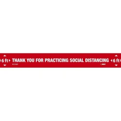 National Marker Walk-On™ Floor Decal, "Thank You for Practicing Social Distancing," 2.25" x 20", Red/White, 10 (WFS78RD10)