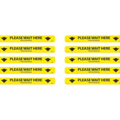 National Marker Walk-On™ Floor Decal, "Please Wait Here," 2.25" x 20", Yellow/Black, 10 (WFS8110)