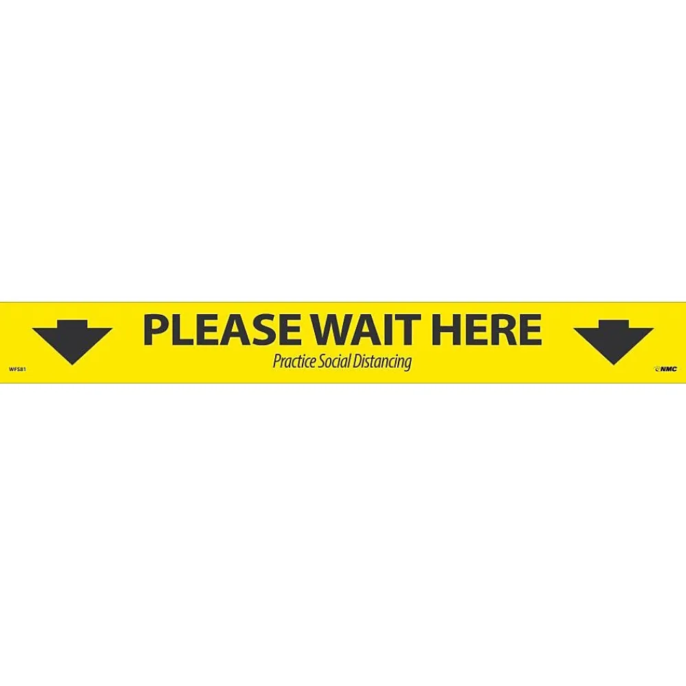 National Marker Walk-On™ Floor Decal, "Please Wait Here," 2.25" x 20", Yellow/Black, 10 (WFS8110)