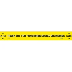 National Marker Walk-On™ Floor Decal, "Thank You for Practicing Social Distancing," 2.25" x 20", Yellow/Black (WFS78YL)