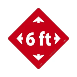 National Marker Walk-On™ Floor Decal, "6 Ft," 12" x 12", Red (WFS79RD)