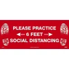 National Marker Walk-On™ Floor Decal, "Please Practice Social Distancing," 8" x 20", Red/White (WFS74)