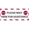 National Marker Walk-On™ Floor Decal, "Please Wait Here for Assistance," 8" x 20", White/Red/Black (WFS76)
