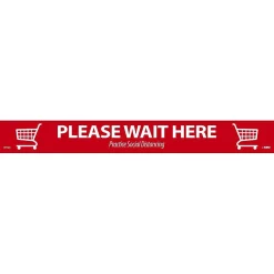 National Marker Walk-On™ Floor Decal, "Please Wait Here," 2.25" x 20", Red/White, 10 (WFS8010)
