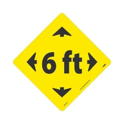 National Marker Walk-On™ Floor Decal, "6 Ft," 12" x 12", Yellow (WFS79YL)