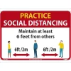 National Marker Wall Sign, "Practice Social Distancing," Plastic, 10" x 14", Red/White/Yellow (M620RB)