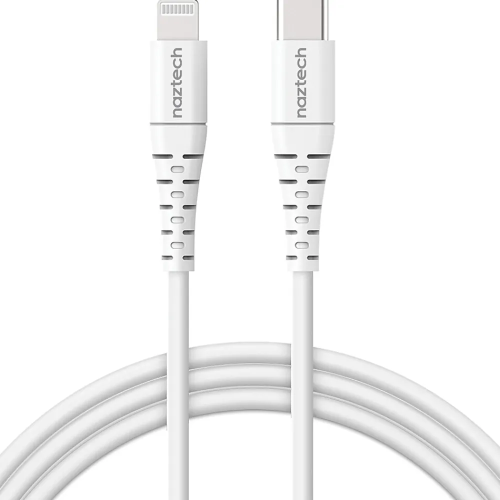 Naztech 14138 4 ft. Fast Charge MFi Lightning to USB-C Cable, White