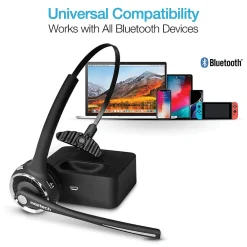 Hot Naztech Wireless Noise Canceling Bluetooth On Ear Headset, Black (15183)