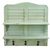 Shelving*Nearly Natural 2-Shelf 20" Vintage Window Shutter Shelving with Hooks Wall Decor, Green (7034)