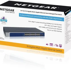 Netgear 24-Port Gigabit Ethernet Managed Switch, Blue/Gray (XS724EM-100NAS)