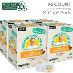 Newman's Own Organic Special Decaf Coffee Keurig K-Cup Pod, Medium Roast, 96/Carton (4051CT)