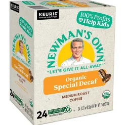 Newman's Own Organics Special Decaf Coffee, Medium Roast, 0.31 oz. Keurig® K-Cup® Pods, 24/Box (4051)