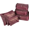 6-Piece Fabric Travel Organizer, Wine (CBM002L-WINE)<Nicci