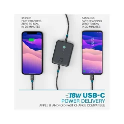 CHAMP USB Type-A/Type-C Power Bank for Most Smartphones, 10000mAh, Charcoal (NB-CPC-10K-PD-GRY)<Nimble Clearance