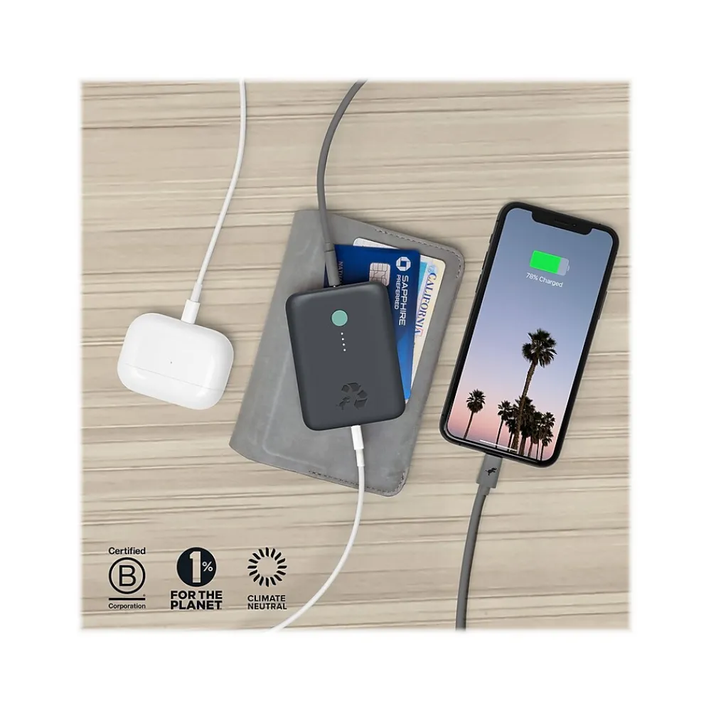 CHAMP USB Type-A/Type-C Power Bank for Most Smartphones, 10000mAh, Charcoal (NB-CPC-10K-PD-GRY)<Nimble Clearance