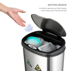 13.2 Gallon Stainless Steel Motion Sensor Recycle Trash Can (DZT-50-13R)<Nine Stars Discount