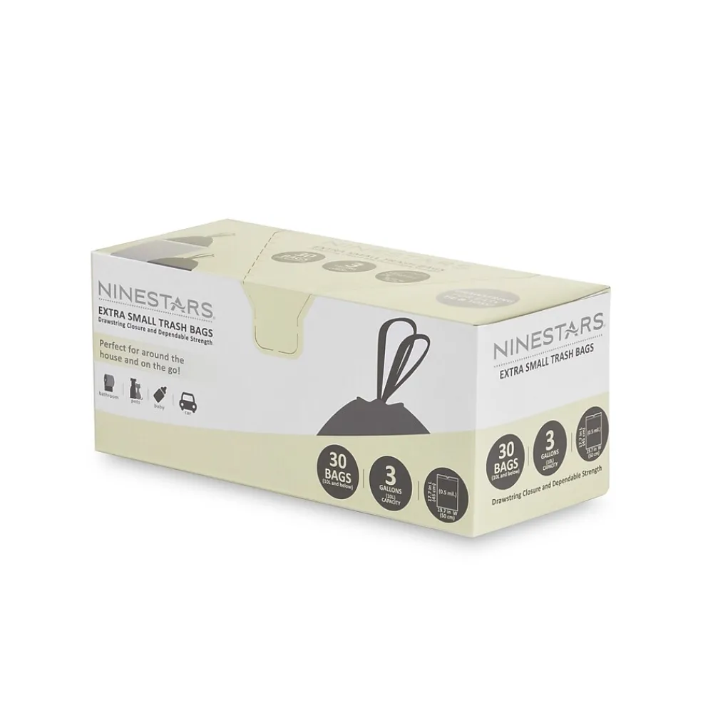 3 Gallon Trash Bag, High Density, 0.5, White, 30 Bags/Box, 30 Rolls (NSTB-3-30)<Nine Stars Hot