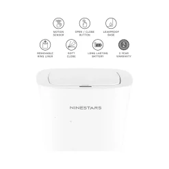 Plastic Sensor Trash Can, 2.6-Gallon, White (DZT-10-11)<Nine Stars Best