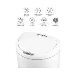 Plastic Sensor Trash Can, 2.6-Gallon, White (DZT-10-29)<Nine Stars Hot