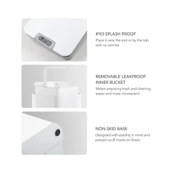 Plastic Sensor Trash Can, 2.6-Gallon, White (DZT-10-35)<Nine Stars Discount