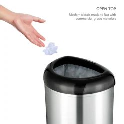 Stainless Steel Trash Can, 13.2 Gal., Black (OTT-50-19BK)<Nine Stars Clearance