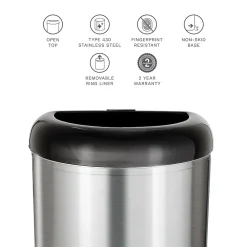 Stainless Steel Trash Can, 13.2 Gal., Black (OTT-50-19BK)<Nine Stars Clearance