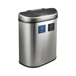 Stainless Steel Dual-Compartment Motion Sensor Trash Can, 18.5-Gallon, Silver (DZT-70-R3)<Nine Stars Clearance