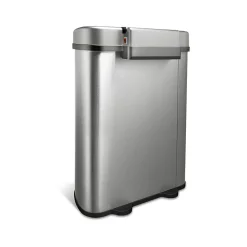 Stainless Steel Dual-Compartment Motion Sensor Trash Can, 18.5-Gallon, Silver (DZT-70-R3)<Nine Stars Clearance