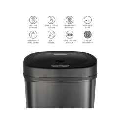Stainless Steel Sensor Trash Can, 13.2-Gallon, Black (DZT-50-9BK)<Nine Stars Outlet