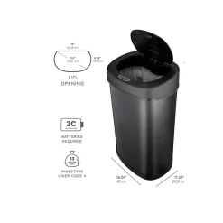 Stainless Steel Sensor Trash Can, 13.2-Gallon, Black (DZT-50-9BK)<Nine Stars Outlet