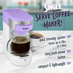 Nostalgia MyMini 2-Cups Single Serve Coffee Maker, Lavender (NMPCCPGC1LVS)