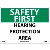 National Marker Notice Signs; Safety First, Hearing Protection Area, 10X14, .040 Aluminum
