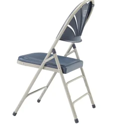 Folding & Stacking*National Public Seating NPS 1100 Series Deluxe Fan Back With Triple Brace Double Hinge Folding Chair, Dark Blue, 4 (1115/4)