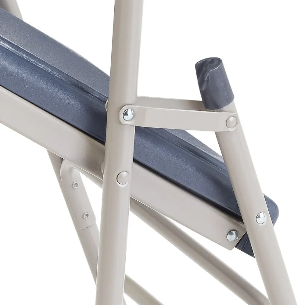 Folding & Stacking*National Public Seating NPS 1100 Series Deluxe Fan Back With Triple Brace Double Hinge Folding Chair, Dark Blue, 4 (1115/4)